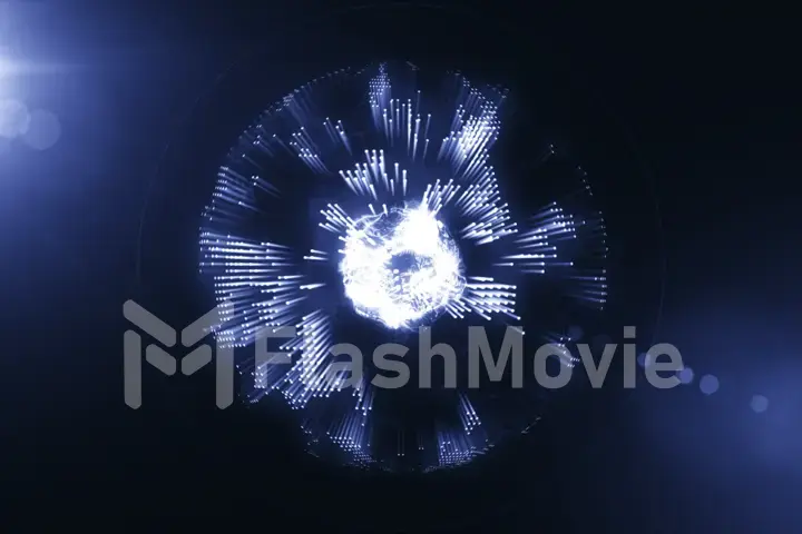 3D illustration of the energy abstract molecule inside the planet earth