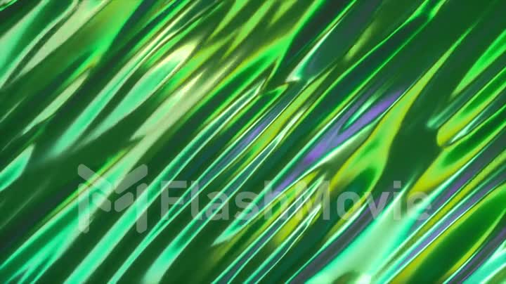 Abstract holographic oil surface background, foil wavy surface, wave and ripples, ultraviolet modern light, neon blue pink spectrum colors, 3d render graphic design, Seamless loop 4k animation