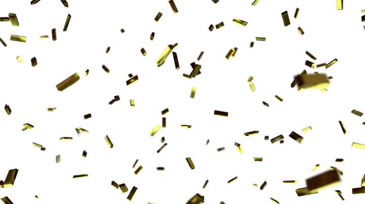 Falling gold bars in slow motion on black isolated background. 3D render, seamless loop animation in 4k