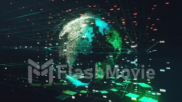 3d illustration of detailed virtual planet Earth. Technological digital globe world