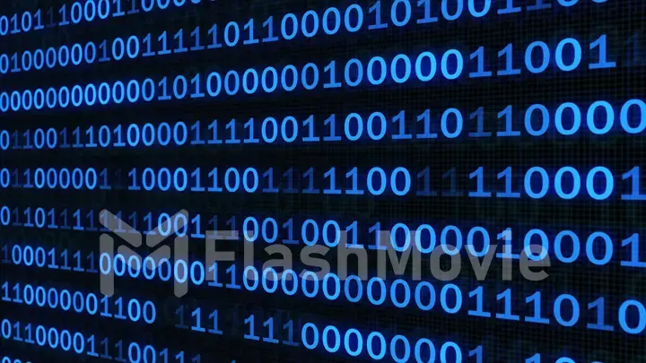 abstract binary code on blue digital screen