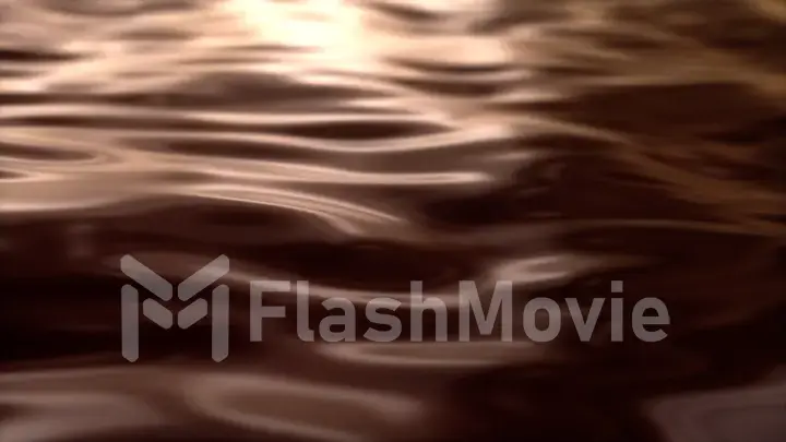 The surface of liquid chocolate. Melted milk chocolate in motion. 3d illustration