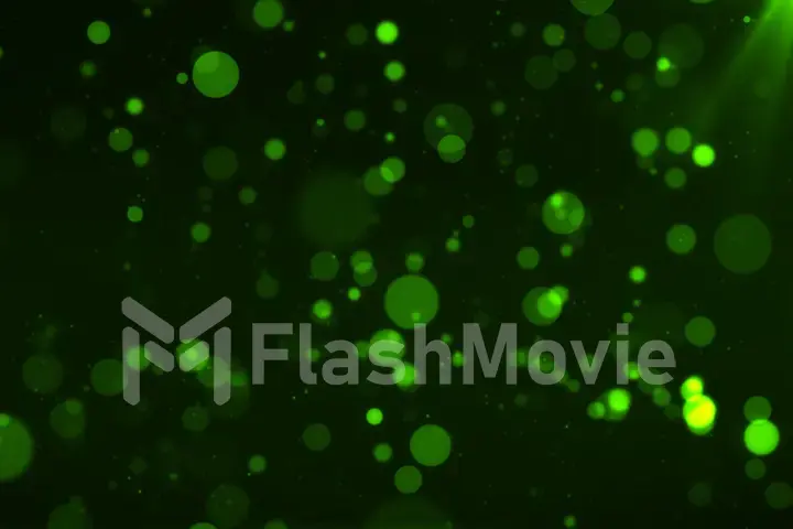 Green abstract lights bokeh background 3d illustration