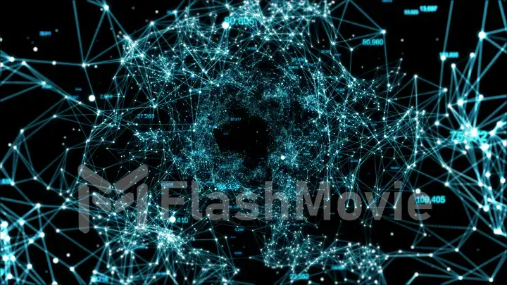 abstract space background, geometry surfaces, lines and points. Abstract tunnel grid. Can be used as digital dynamic wallpaper, technology background. 3d illustration