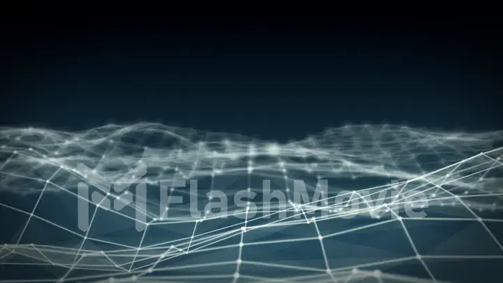 Abstract polygonal space low poly dark blue background with connecting dots and lines. Connection structure. Futuristic HUD background. 3d illustration