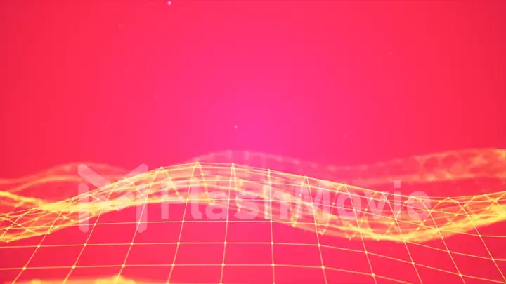 Abstract polygonal space low poly Bright pink color background with connecting dots and lines. Connection structure. Futuristic HUD background. 3d illustration