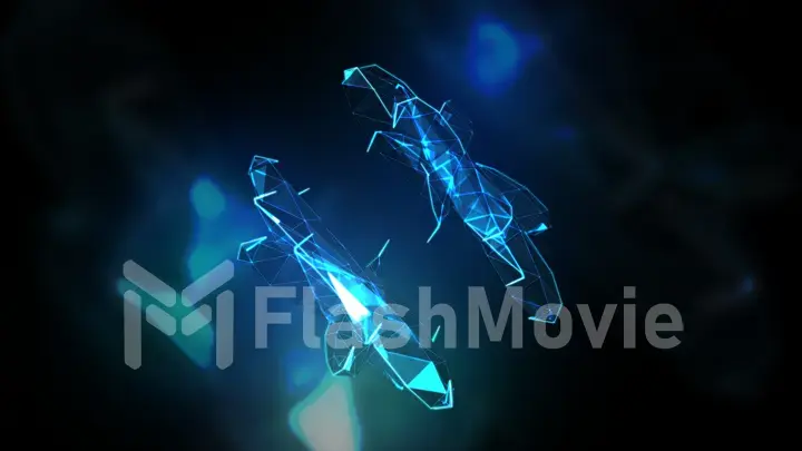 Transforming to music abstract crystal surface 3d illustration
