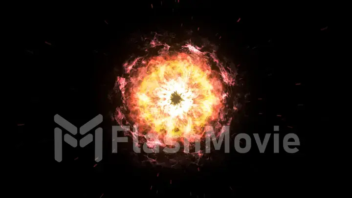 Explosive shock wave on a black isolated background 3d illustration