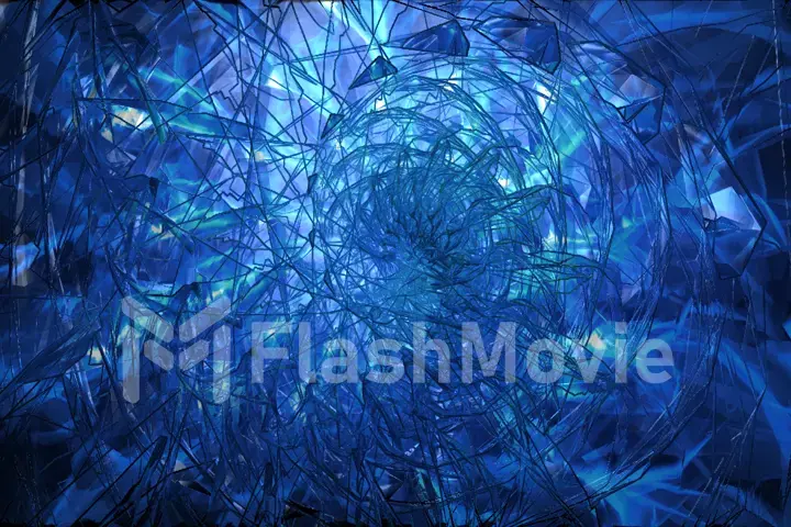 Abstract background with swirl of crystal glass and glassed drops. 3d illustration