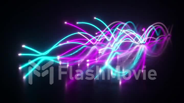Spread of blue and violet neon fiber