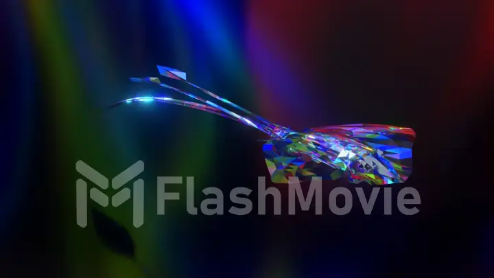Collection of diamond animals. Swimming stingray. Nature and animals concept. 3d animation of a seamless loop. Low poly