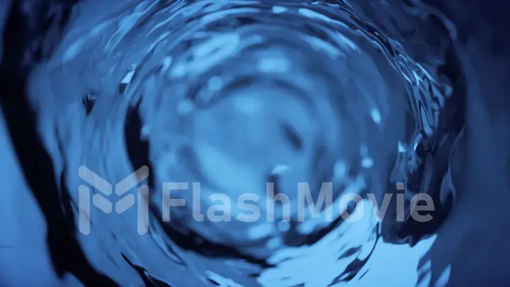 Water moves in a glass in slow motion. Abstract blue water background. 3d illustration