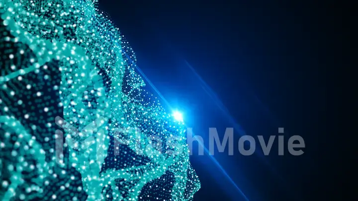 Abstract of chaotic particles. Flying cubes in empty space.