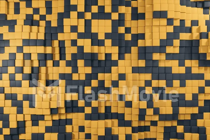 Abstract 3d illustration background of the movement of two-color cubes