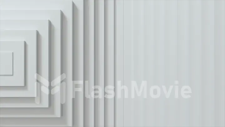 Abstract pattern of squares with offset effect. White blank cubes. Abstract background for business presentation. The center is shifted to the side. 3d illustration