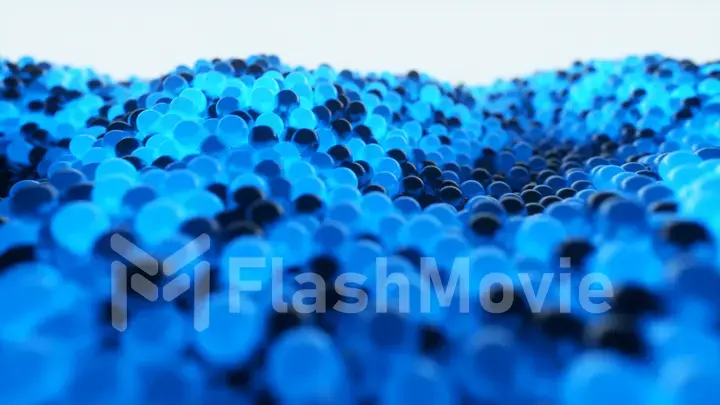 Abstract cloud of randomly glowing blue spheres. Conceptual technology business composition. 3d illustration