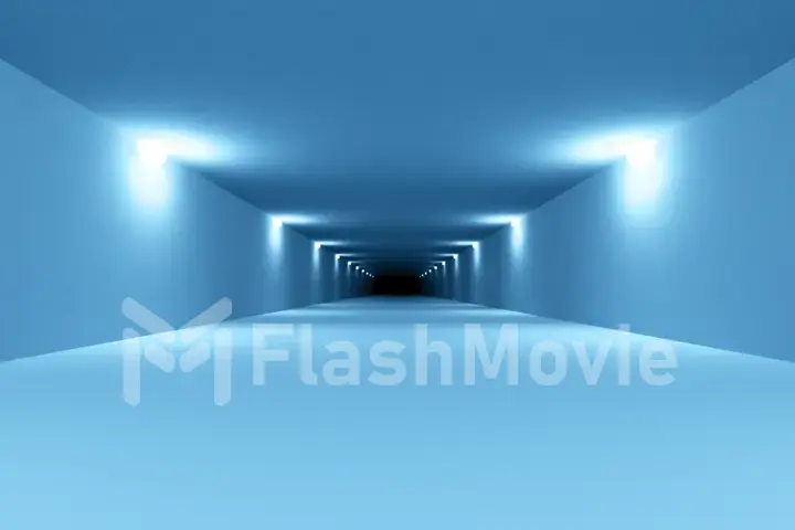 Futuristic sci-fi tunnel interior. Science fiction corridor. Abstract modern technology background. 3d illustration