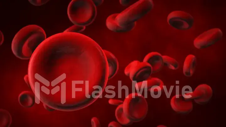View under a microscope, blood-red blood cells in a living body, 3d illustration.