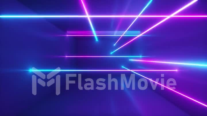 Abstract background, moving neon rays
