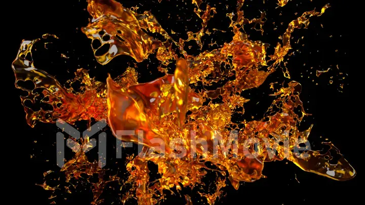 Spectacular splash of beer in slow motion on isolated black background 3d illustration