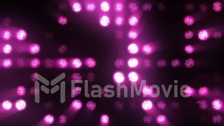 The wall of incandescent lamps is bright purple. LED background