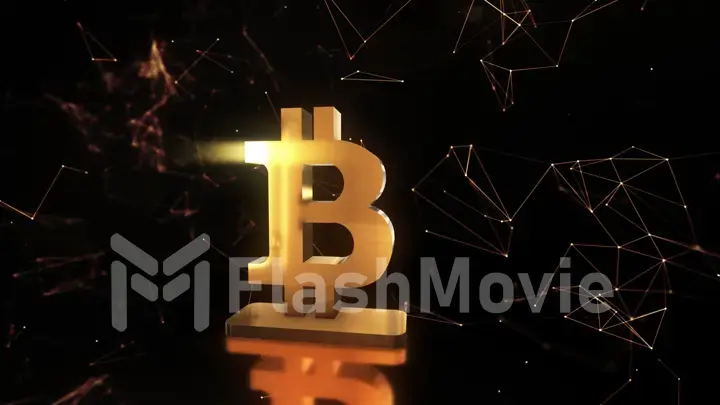 Animation of abstract data with bitcoin symbol in digital space