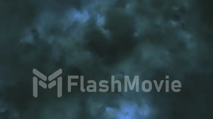 At night flying through lightning and thunderstorm 3d illustration