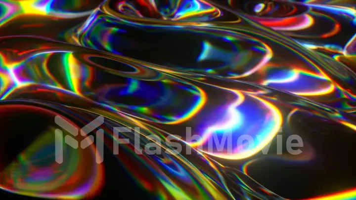 Colorful abstract animated background. The movement of a transparent multi-colored glass surface. Active movement of the liquid effect. Conceptual art. Rainbow gradient. 3d illustration