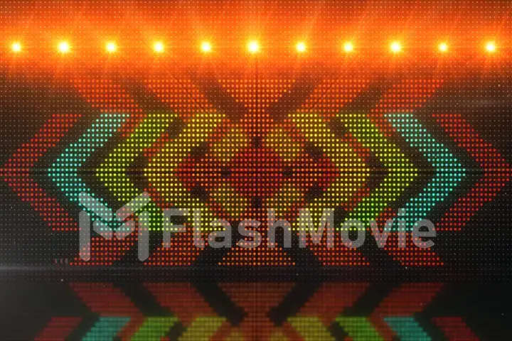High Definition CGI motion backgrounds ideal for editing, led backdrops or broadcasting featuring of glowing arrows over a simulated led panel 3d illustration