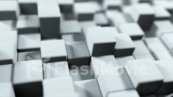 Abstract 3d illustration of the movement of gray cubes