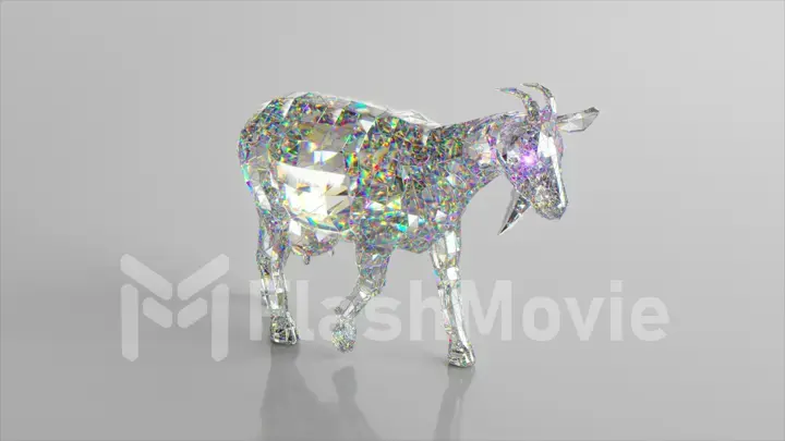 Diamond goat. The concept of nature and animals. Low poly. White color. 3d illustration