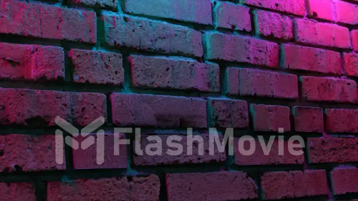 Empty brick wall with neon light, copy space. Light effect on a brick wall background. Modern light spectrum. Empty background. 3d illustration