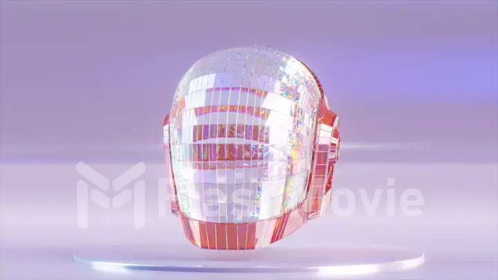 Diamond helmet on a colored background. Daft Punk. abstract concept. Glitter. Blue pink color. 3d illustration