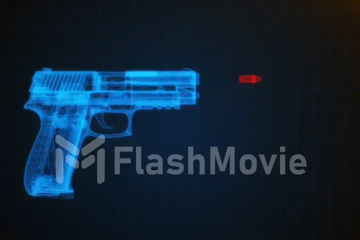 3d illustration of a pistol shooting