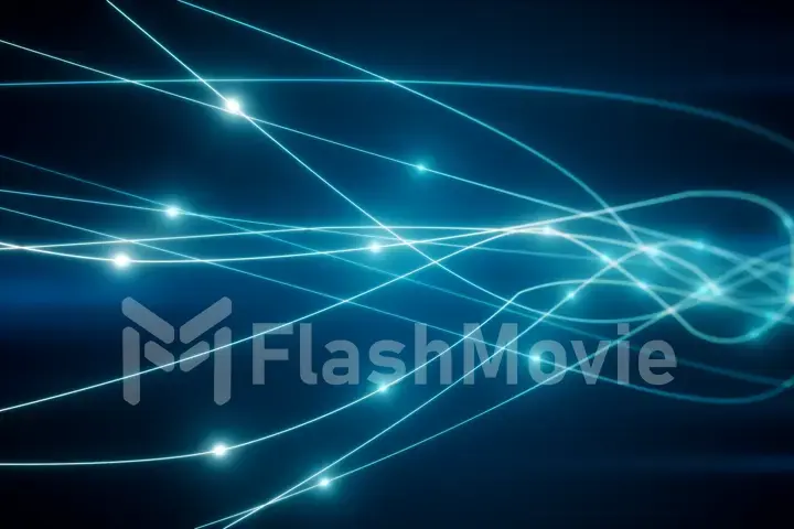 The concept of signal transmission over an optical fiber 3d illustration