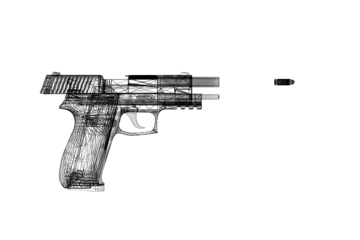 Pistol Gun 3d Illustration on the white background.