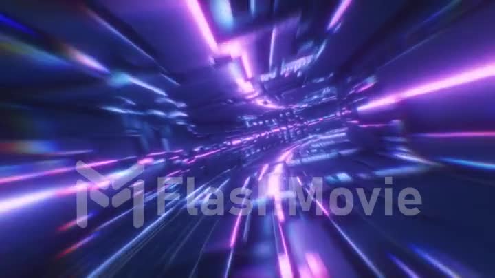 Background movement in an abstract futuristic neon tunnel