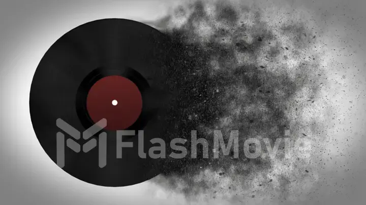 Burst music sign. Vinyl disk explosion, Hot music, illustration