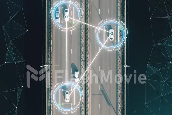 4K Aerial View Self Driving Autopilot Autonomous Cars