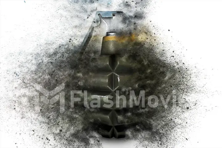 Grenade at the time of explosion on a white isolated background 3d illustration