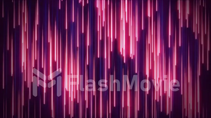 3d illustration retro red blue background of neon rays falling downwards