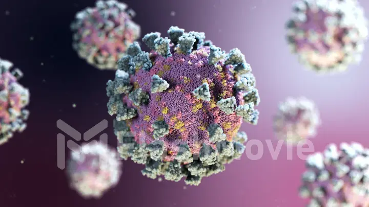 Realistic coronavirus cells for research. COVID-19 concept. also known as 2019-nCov. 3D illustration.