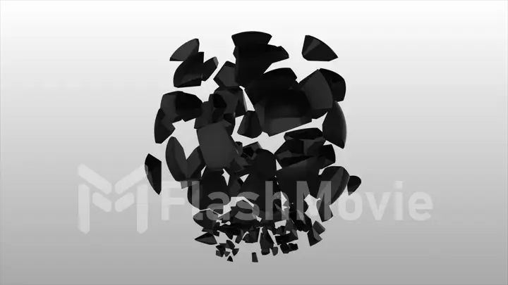 Explosion of the black sphere.Abstract black explosion. Geometric background