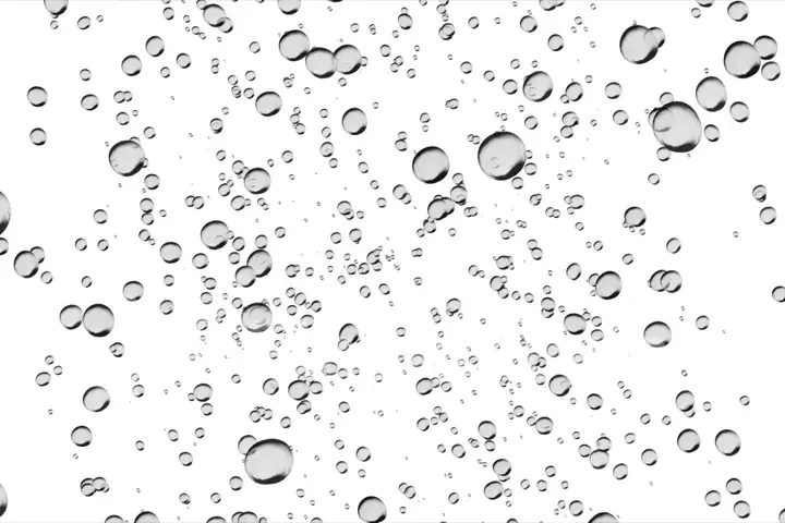 Water bubbles rising up and exploding. 3d illustration