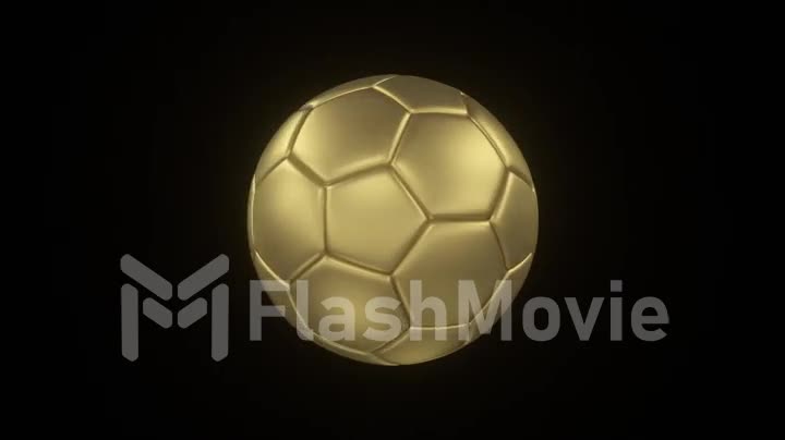 Rotating bronze soccer ball on black isolated background