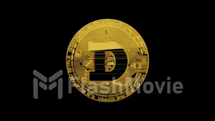 Dogecoin on an isolated black background. Cryptocurrency concept. 3d illustration