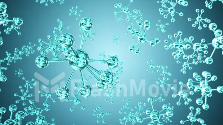 Abstract background with a molecules of water. 3d Illustration with DOF effect.