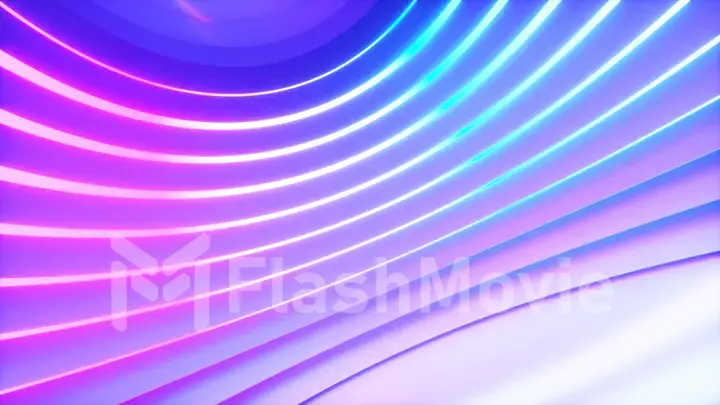 A spherical room with bright neon lighting with an offset effect. Business background. 3d illustration