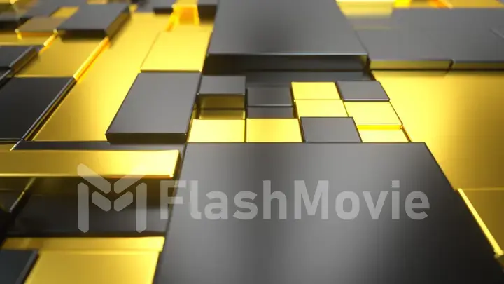 Abstract moving surface made of gold and plastic. 3d illustration