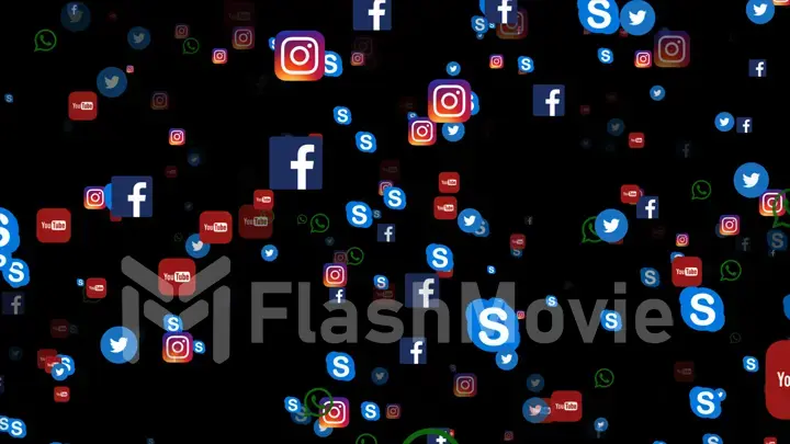 THAILAND, BANGKOK - APRIL 18, 2017: Background of famous social media icons such as: Facebook, Twitter, Instagram, YouTube, WhatsApp, Skype.